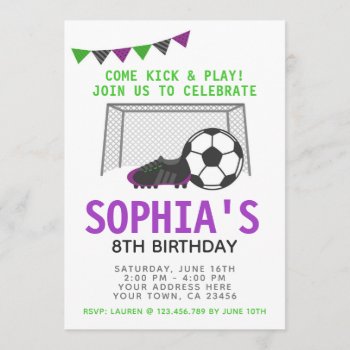 Soccer Girl Invitation  Sport Birthday Party Invitation by PrinterFairy at Zazzle