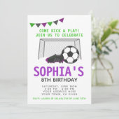 Soccer Girl Invitation, Sport Birthday Party Invitation (Standing Front)