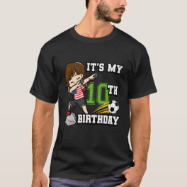 Soccer Girl It's My 10th Birthday American Flag T-Shirt