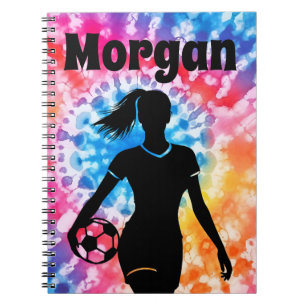 Soccer Girl Personalized Tie-Dye Rainbow Aquarelle Notebook