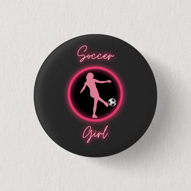 Soccer Girl Pink Glow   Button (Front)