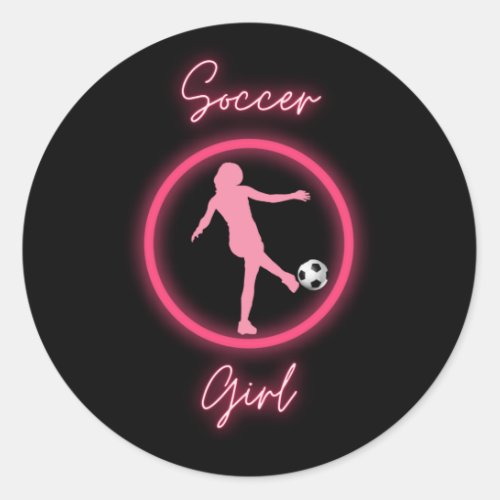 Soccer Girl Pink Glow  Classic Round Sticker