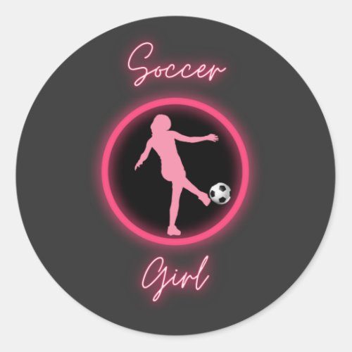 Soccer Girl Pink Glow      Classic Round Sticker