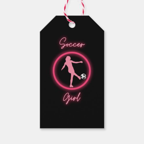 Soccer Girl Pink Glow   Gift Tags