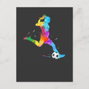 Soccer Girl Player Colorful Football Art Postcard