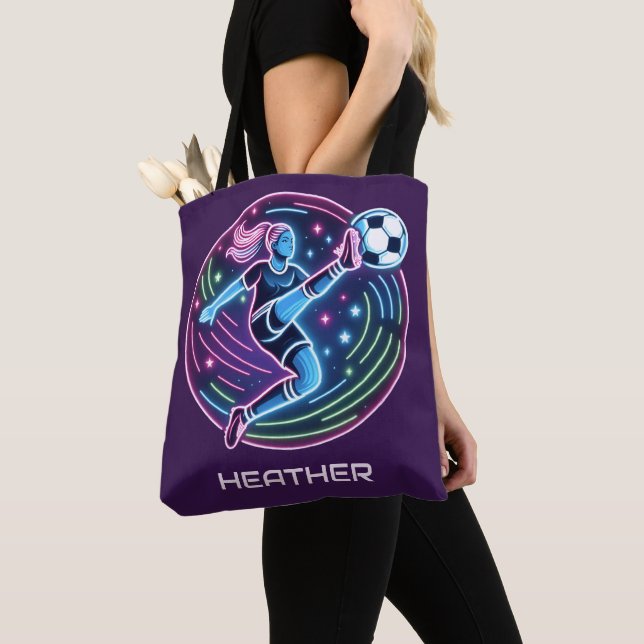 Soccer girl player tote bag (Close Up)