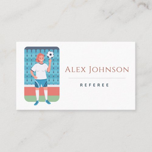 Soccer Girl Redhead Illustration Coach Referee Ref Business Card