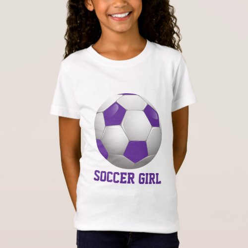 Soccer Girl Soccer Ball Purple and White T_Shirt