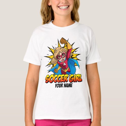 Soccer Girl Superhero T_Shirt