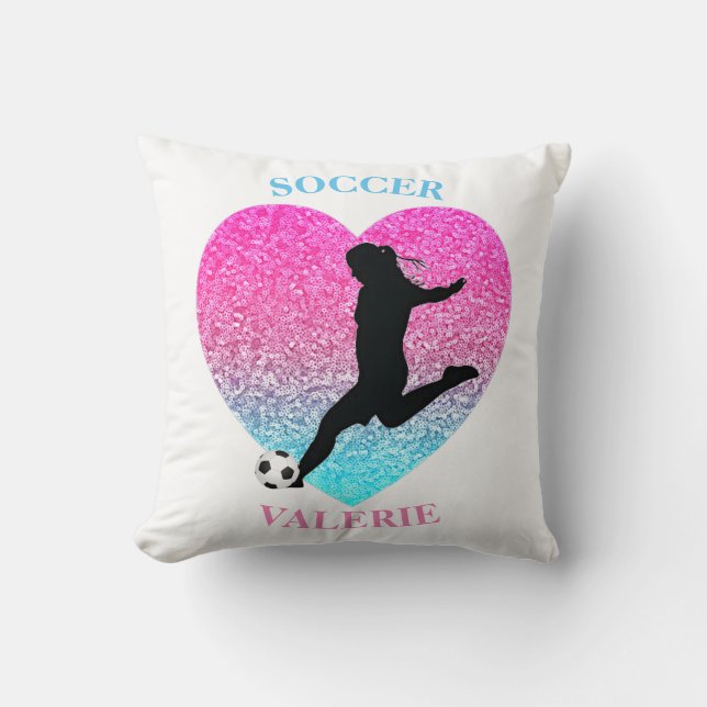 Soccer Girl Throw Pillow (Front)