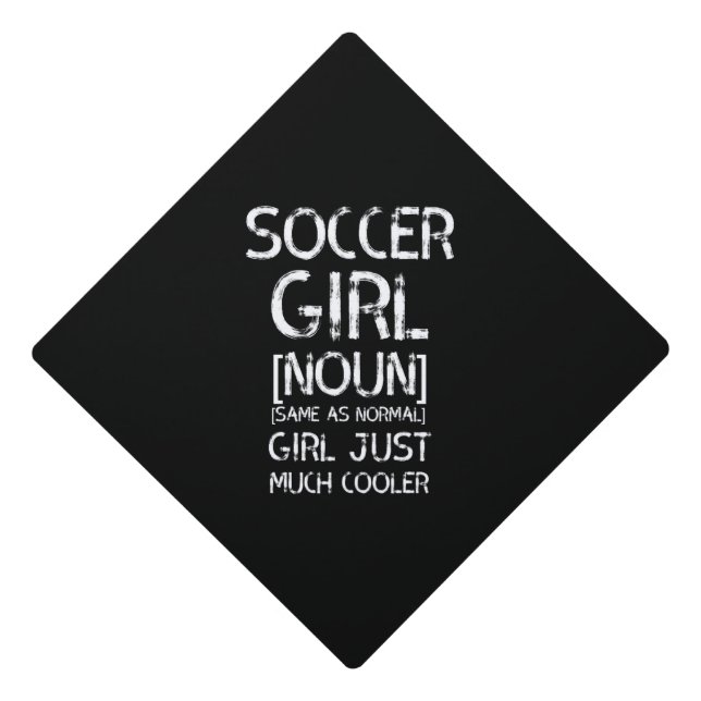 Soccer  girl white graduation cap topper (Front)