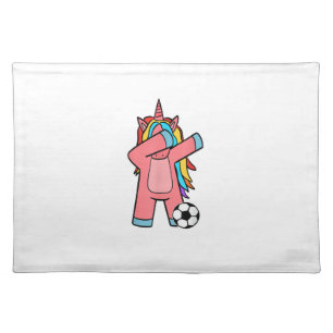 Soccer Girl Women Soccer Unicorn Soccer Ball T-Shi Cloth Placemat
