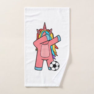 Soccer Girl Women Soccer Unicorn Soccer Ball T-Shi Hand Towel