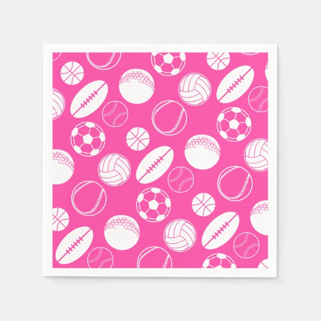 Soccer girls ball sport pink napkins (Front)