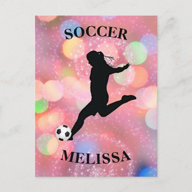 Soccer Girls Colorful Sparkle  Postcard (Front)