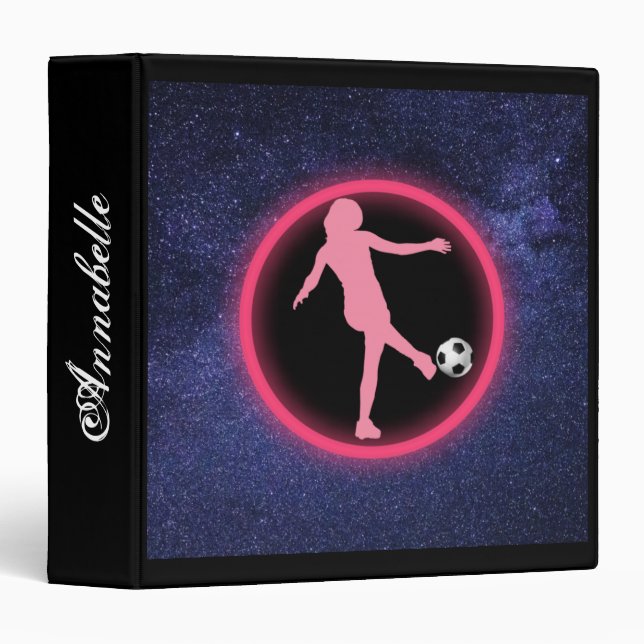 Soccer Girls Galaxy 3 Ring Binder (Front/Spine)