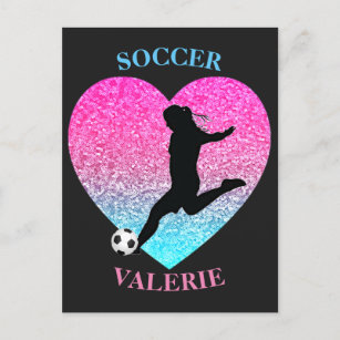 Soccer Girls Heart   Postcard