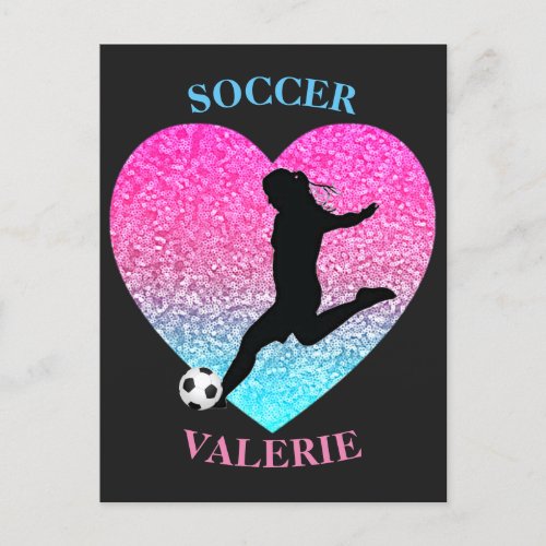 Soccer Girls Heart   Postcard