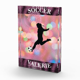 Soccer Girls Plum Sparkle Color Blast Acrylic Award