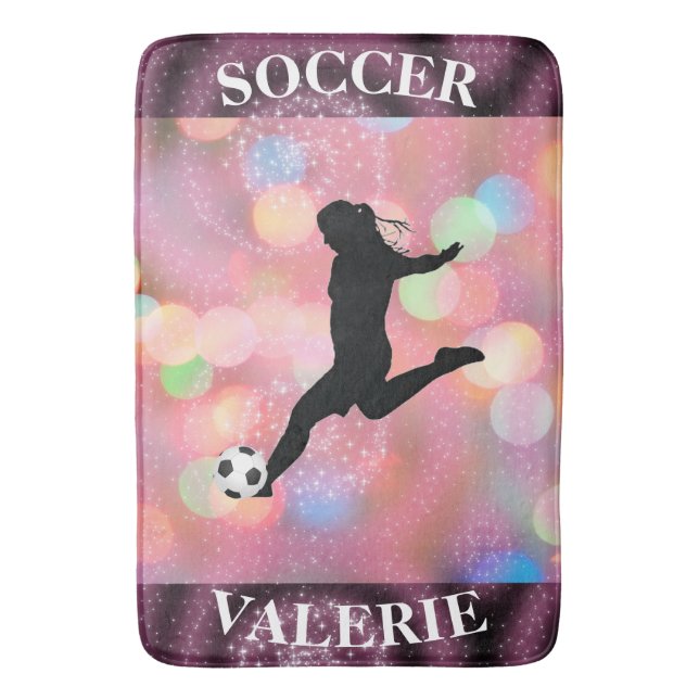 Soccer Girls Plum Sparkle Color Blast    Bath Mat (Front Vertical)