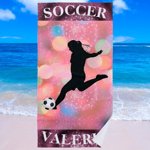 Soccer Girls Plum Sparkle Color Blast Beach Towel