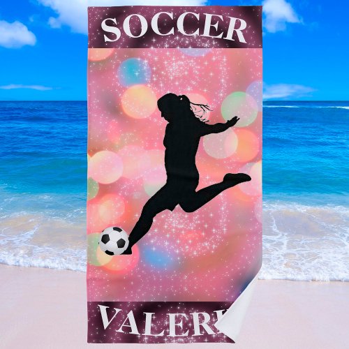 Soccer Girls Plum Sparkle Color Blast  Beach Towel