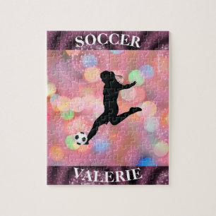 Soccer Girls Plum Sparkle Color Blast Jigsaw Puzzle