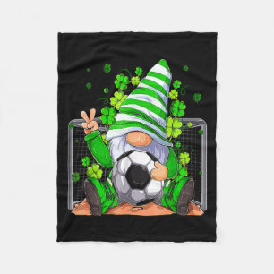Soccer Gnome Lucky Shamrock Irish St Patricks Day Fleece Blanket