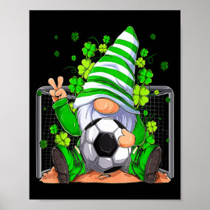 Soccer Gnome Lucky Shamrock Irish St Patricks Day  Poster