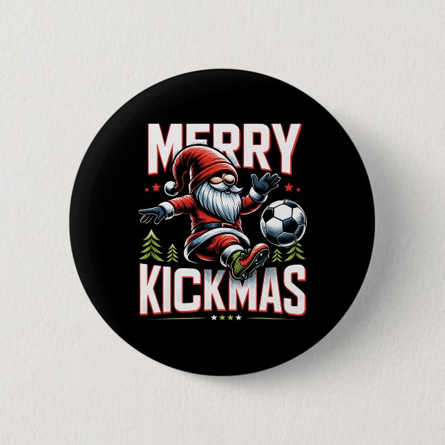 Soccer Gnome Merry Kickmas  Button (Front)