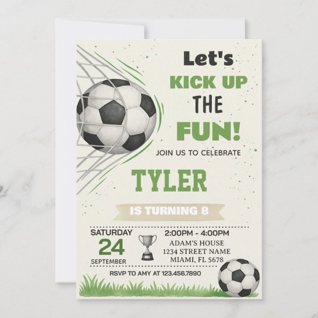 Soccer Goal Birthday Invitation (Front)
