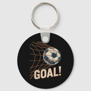 Soccer Goal Celebration Vintage Soccer Ll In Net Keychain