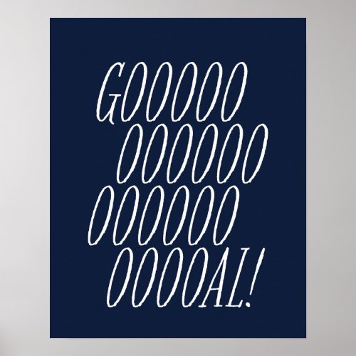 Soccer goal navy blue poster