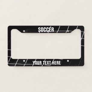 Soccer goal net black and white license plate frame