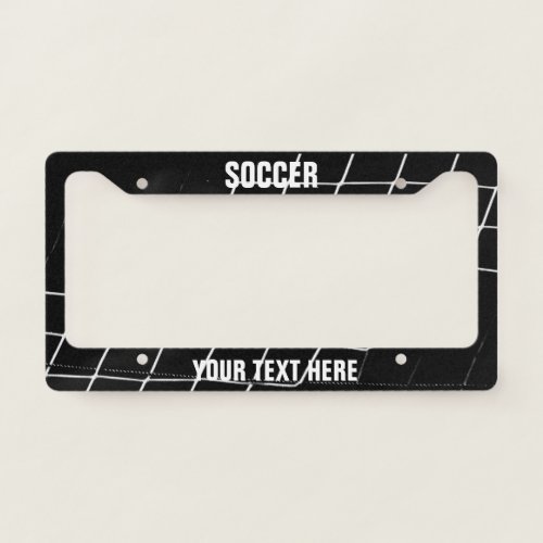 Soccer goal net black and white license plate frame