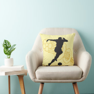 Soccer Goal Scorer Silhouette  Throw Pillow