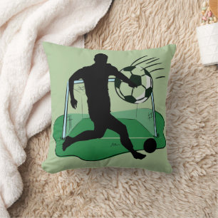 Soccer Goal Scorer Silhouette Throw Pillow