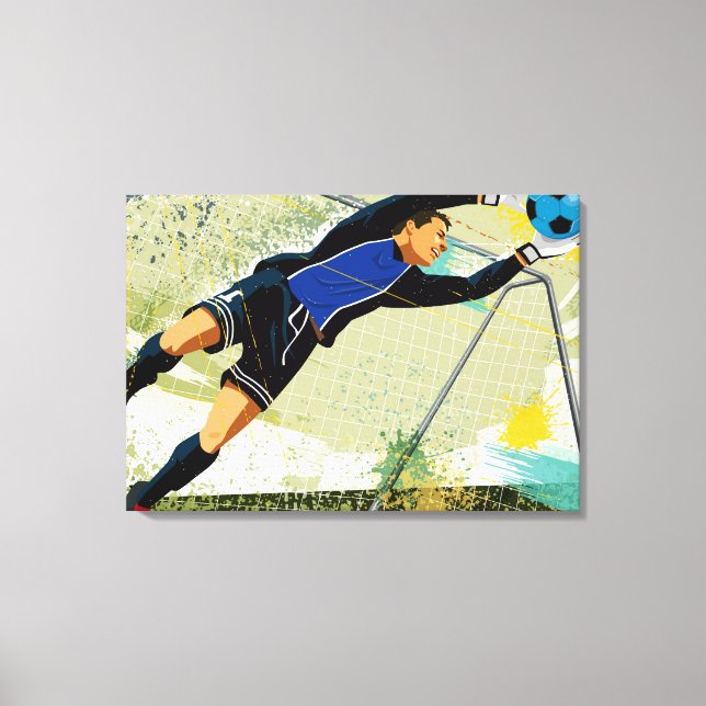 Soccer goalie blocking ball canvas print (Front)