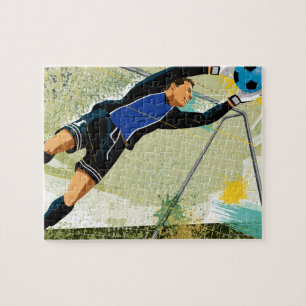 Soccer goalie blocking ball jigsaw puzzle