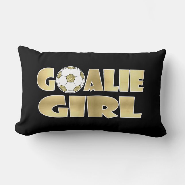 Soccer Goalie Girl Gold Lumbar Pillow (Front)