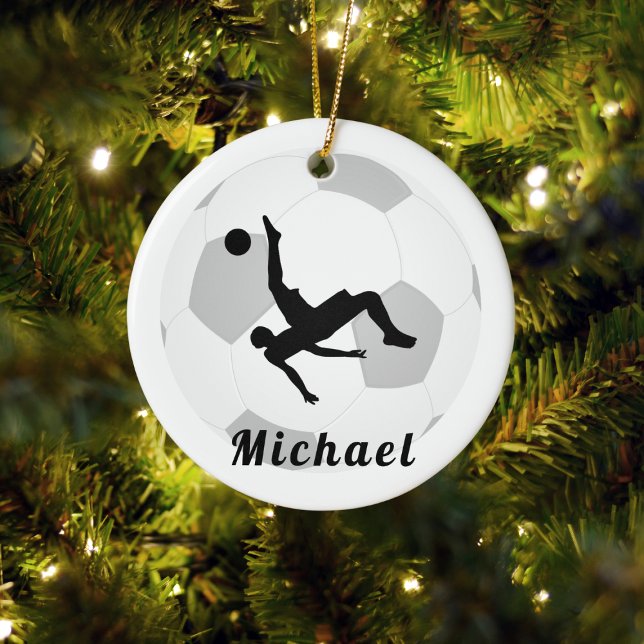 Soccer Goalie Keeper Black & White Player's Name Ceramic Ornament (Creator Uploaded)