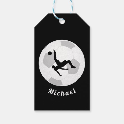 Soccer Goalie Keeper Black  White Players Name  Gift Tags