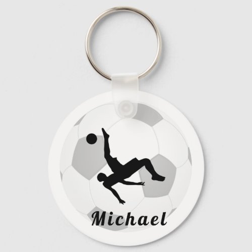 Soccer Goalie Keeper Black  White Players Name  Keychain