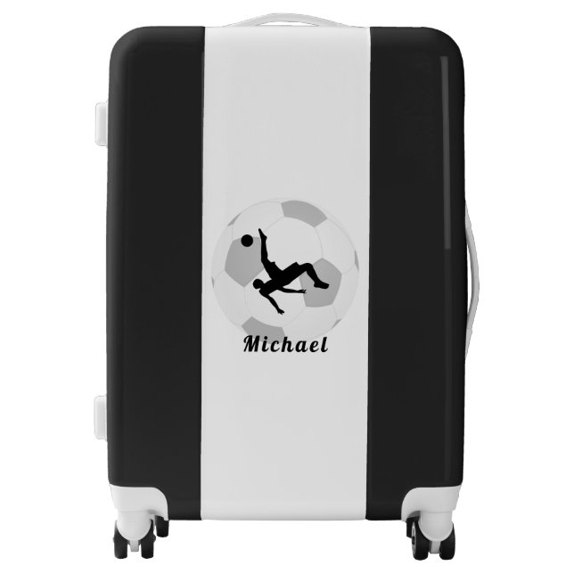 Soccer Goalie Keeper Black & White Player's Name   Luggage (Front)