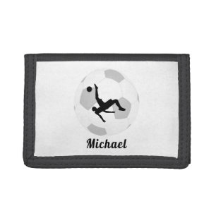 Soccer Goalie Keeper Black & White Player's Name Tri-fold Wallet