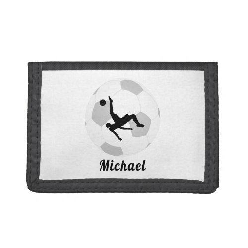Soccer Goalie Keeper Black  White Players Name  Trifold Wallet