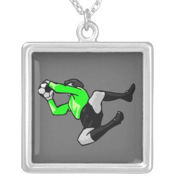 Soccer Goalie Save Graphic Silver Plated Necklace by sports_shop at Zazzle