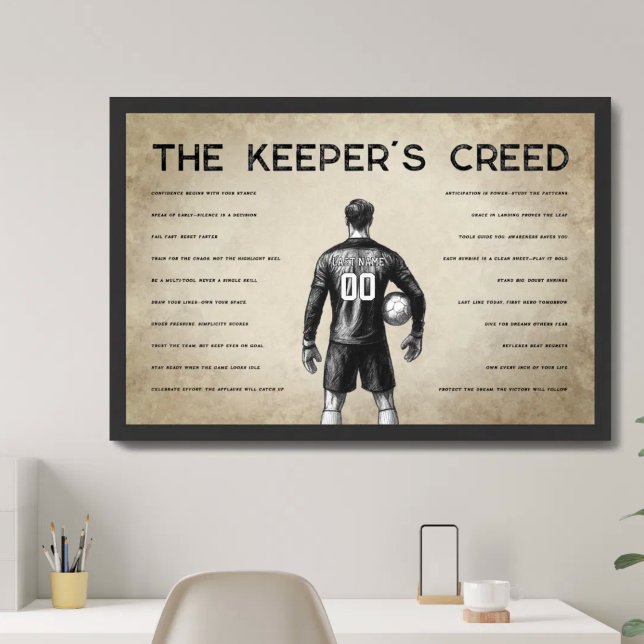 Soccer Goalkeeper Creed Monogram Parchment Poster (Creator Uploaded)