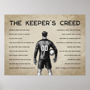Soccer Goalkeeper Creed Monogram Vintage Poster