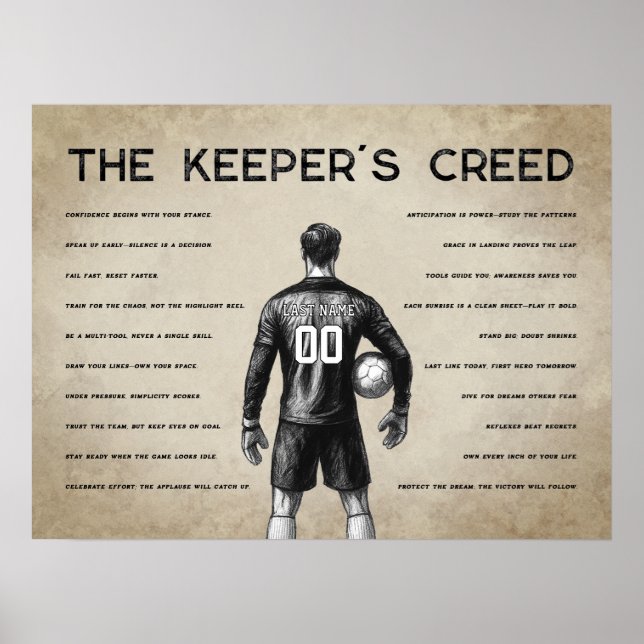 Soccer Goalkeeper Creed Monogram Vintage Poster (Front)